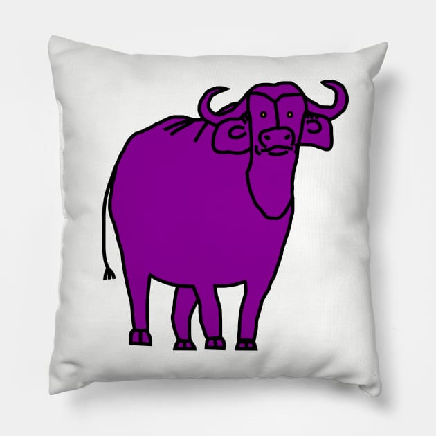 Purple Ox Line Drawing Pillow by ellenhenryart