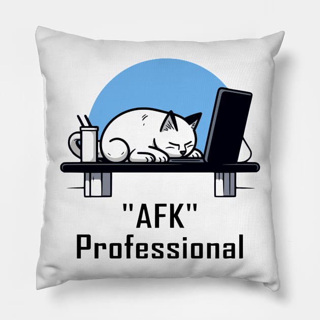 AFK Gamer Cat Funny Professional Gift Pillow by Kibo2020