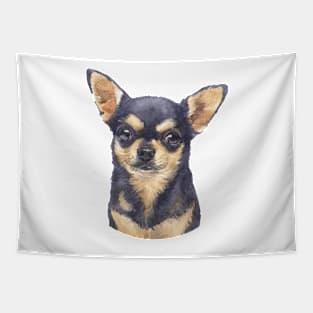 Cuite Black and Tan Chihuahua Watercolor Art Tapestry