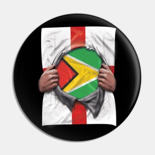 Guyana Flag English Flag Ripped - Gift for Guyanese From Guyana Pin