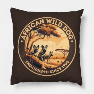 African Wild Dog Endangered Species Pillow