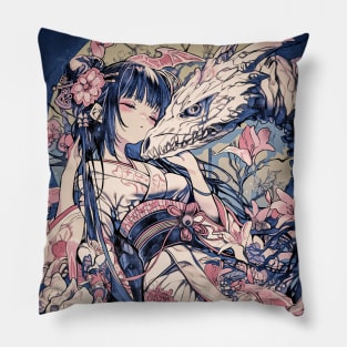 Geisha and Dragon 7805 Pillow