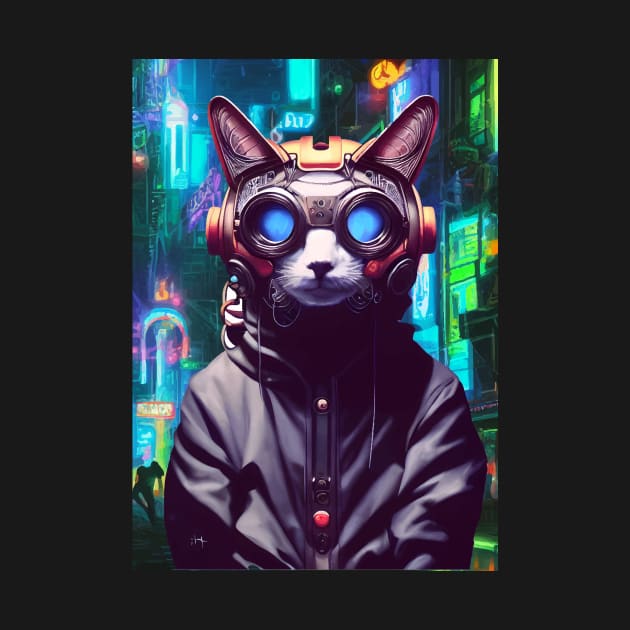 Techno Cat In Japan Neon City by star trek fanart and more