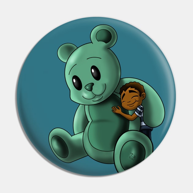 African American Boy and Teddy Bear Pin by treasured-gift