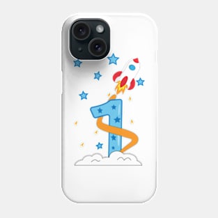 1 first birthday with spaceship Phone Case