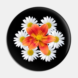 orange blossom with daisy flower blooms pattern Pin