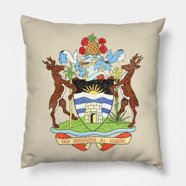 The Coat of Arms of Antigua and Barbuda, distressed Pillow by Webdango