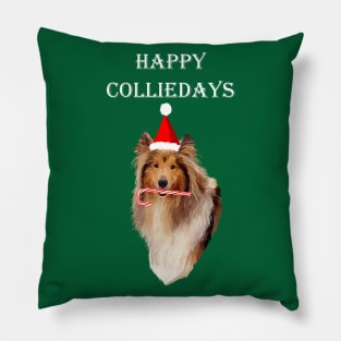 Happy Colliedays Christmas Collie Pillow