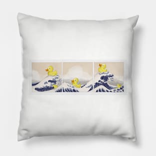 Bath ducks in distress - freely based on Hokusai II Pillow