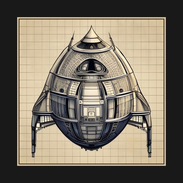 Retro Spaceship Design plan drawing by LittleBean