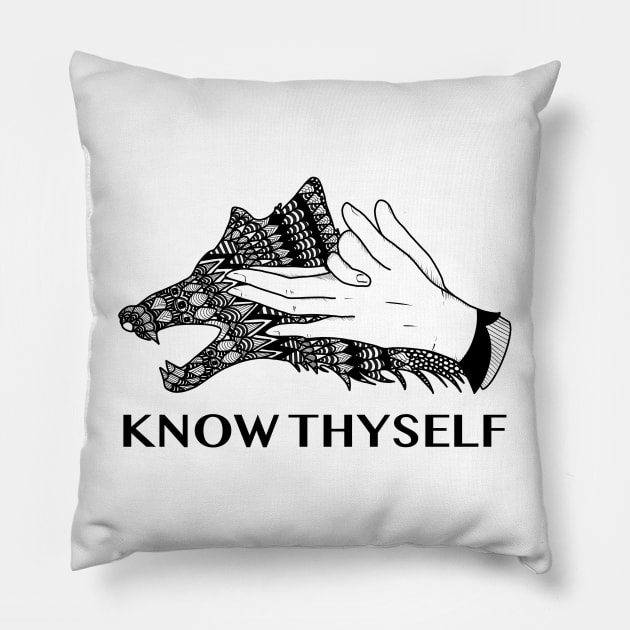 Know Thyself Pillow by Crept Designs