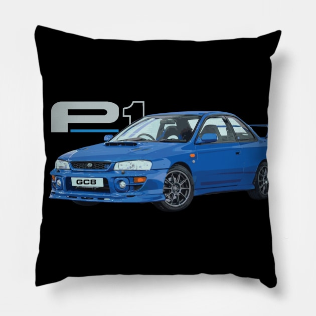 P1 WRC GC8 PRODRIVE RALLY Pillow by cowtown_cowboy