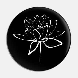 White Lotus Calligraphy Pin