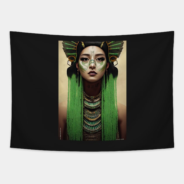 The Mayan Queen of Death Tapestry by qaisarkhan101