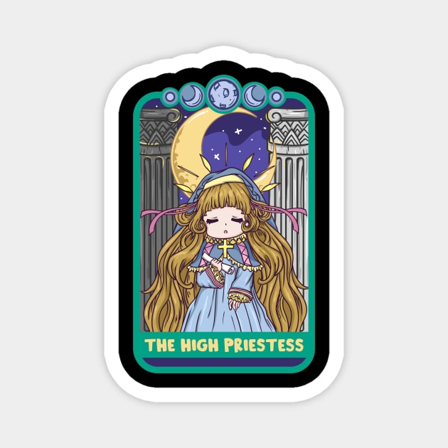 The High Priestess - Cute Kawaii Anime Tarot Shirt Magnet by biNutz