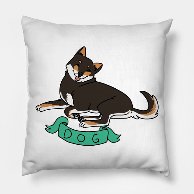 black shibe Pillow by ajavelour