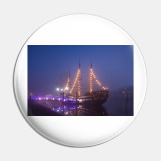 Sailing ship in the fog on the Schlachte, Bremen Pin