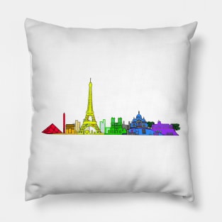 Paris Skyline rainbow Pillow