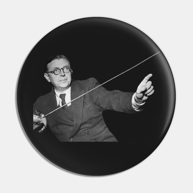 Sartre Fencing (No Border) Pin by neememes