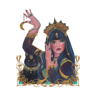 Dark Bastet Egyptian goddess by Renee L. Lavoie T-Shirt