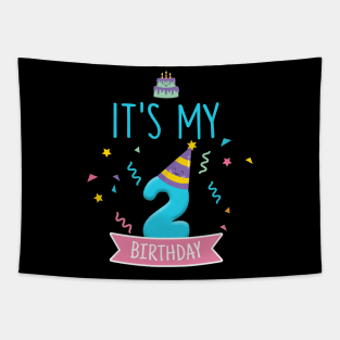 Kids Sweet donut It's My 2nd Birthday Shirt 2 Years Old Gift Tapestry