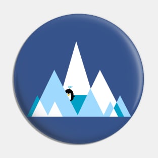 Funny penguin and mountains Pin