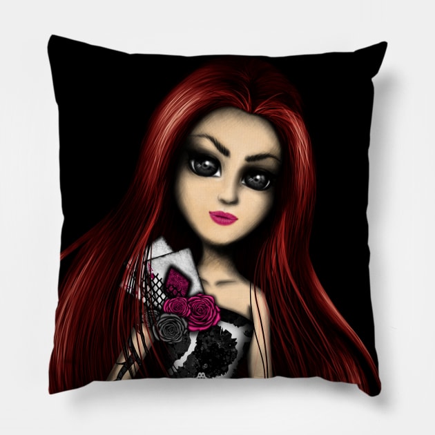 Vampire Girl Gothic Lady Pillow by DeneboArt