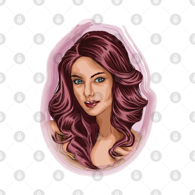 Cartoon pink hair girl portrait by klara_art