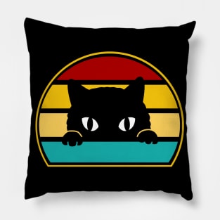 Funny Peeking Black Cat Pillow