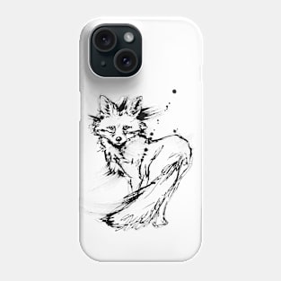 You Looking at me! - Cute fox drawing in black and white Phone Case