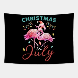 Pink Flamingo in Santa Hat Christmas In July Shirt Gift Girl Tapestry