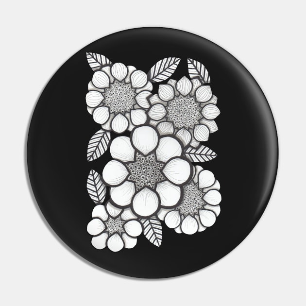 Flowers, stylised black and white daisies Pin by krisevansart