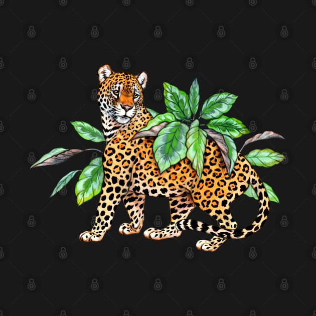 Jaguar with Calathea Leaves by Pip Tacla