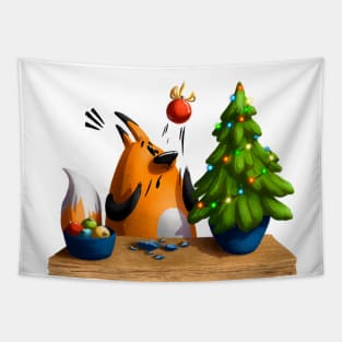 Fox and Christmas tree Tapestry