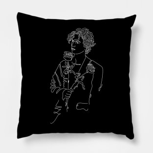 Timothee Chalamet lineart white shirt sticker rose Pillow