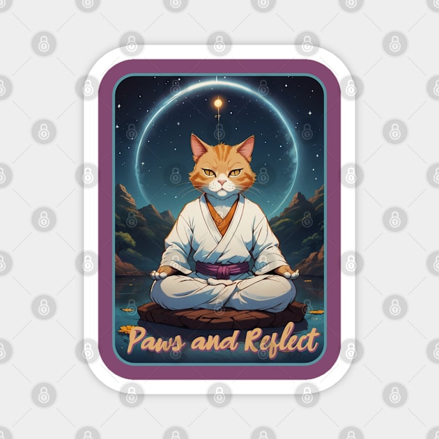 Paws and Reflect [cat pun] Magnet by Blended Designs