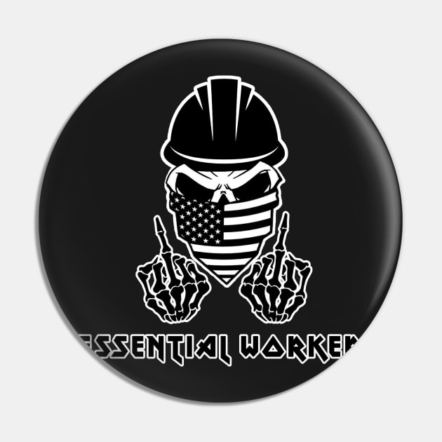 Essential Worker - Construction Worker Pin by  The best hard hat stickers 