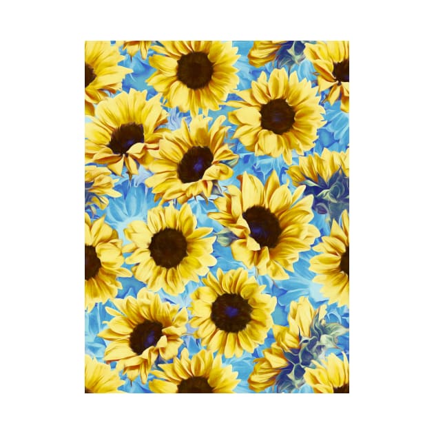 Dreamy Sunflowers on Blue by micklyn