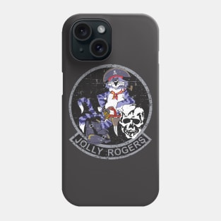 Grumman F-14 Tomcat - Jolly Rogers - Black Grunge Style Phone Case