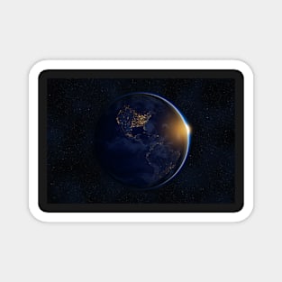 Sunrise over planet Earth against dark starry sky background, elements of this image furnished by NASA Magnet