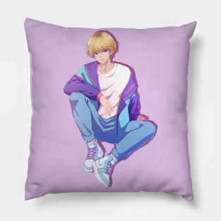 The stylish anime boy from 90s (purple background) Pillow