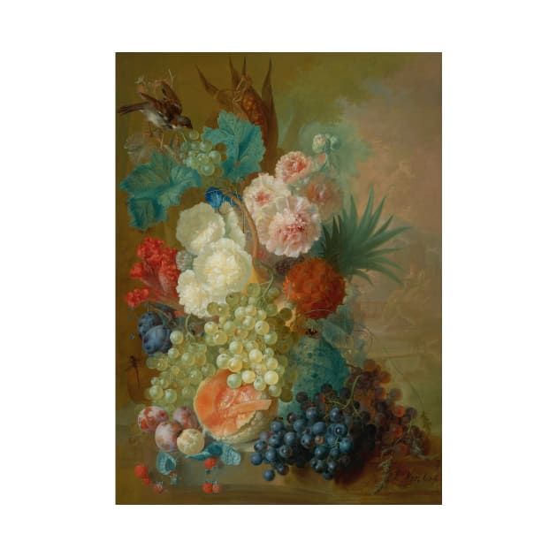 Still Life Of Peonies, A Cock's Comb And Morning Glories by Jan van Os by Classic Art Stall