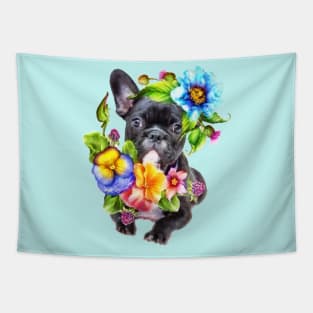 Cute Flowery Puppy Tapestry