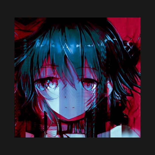 Corrupted - Anime Girl Glitchcore Portrait by raspberry-tea