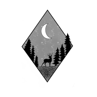 Moonlit Forest with Deer T-Shirt