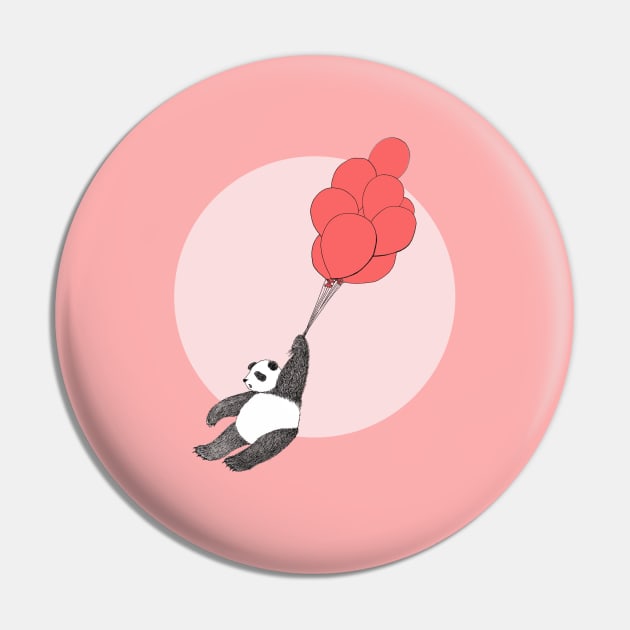 Panda Loves Balloons Pin by kmvaughan