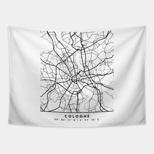 COLOGNE GERMANY BLACK CITY STREET MAP ART Tapestry