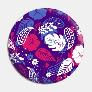 Foliage & Hibiscus Pattern - Purple & Pink Pin