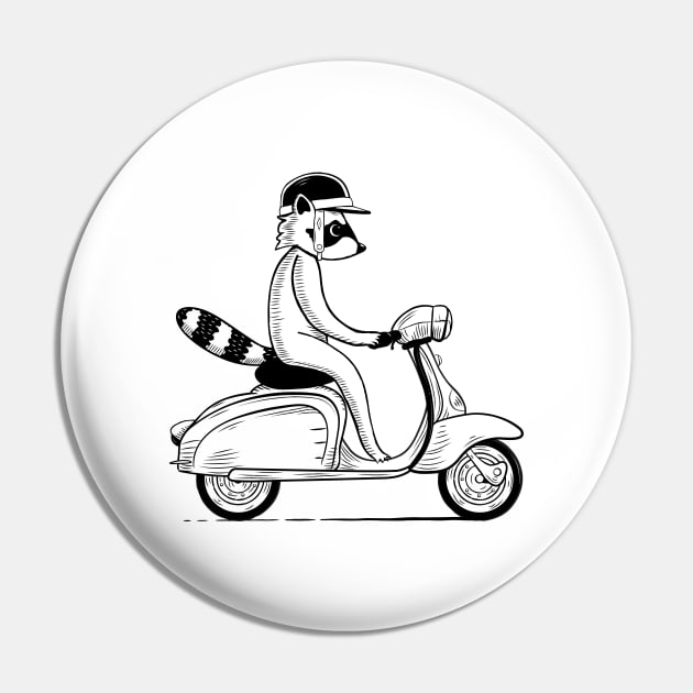 raccoon on scooter Pin by walterorlandi