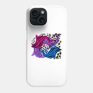 Y2K Aesthetic Pink Blue Zebra Print Dolphin Maximalist Decor Late 90s Early 2000s Fashion Pattern Phone Case